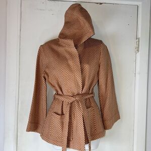 TUCKER FOR TARGET Hooded Wrap Jacket in Orange Herringbone-M